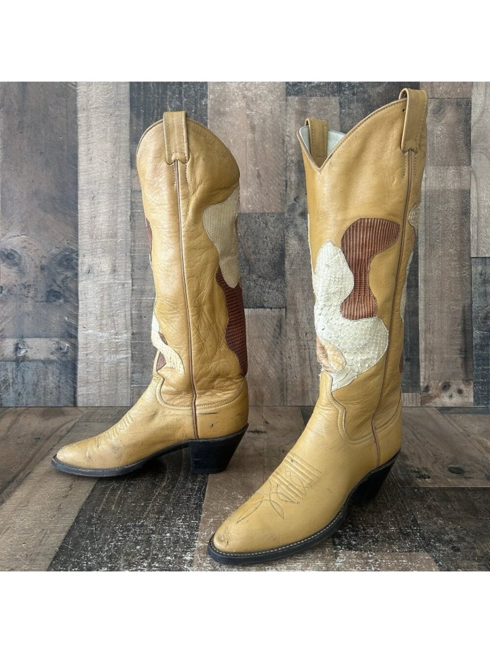 Larry Mahan Vintage Snakeskin Lizard Western Cowboy Boots Womens 6.5 B